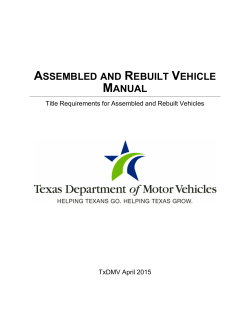 Motor Vehicle Title Manual - Texas Department of Motor Vehicles