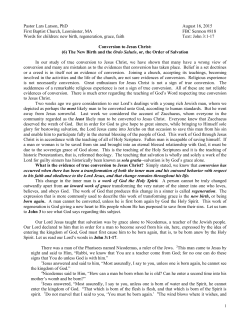 The New Birth and the Ordo Salutis--the Order of Salvation (John 3:1