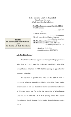 First Misc Appeal 356/2015 - Supreme Court of Bangladesh