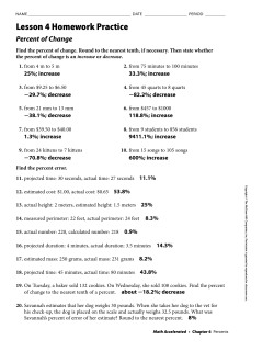 Lesson 4 Homework Practice Percent of Change