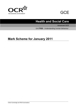 Mark scheme - Unit F920 - Understanding human behaviour