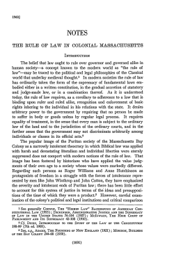 Rule of Law in Colonial Massachusetts