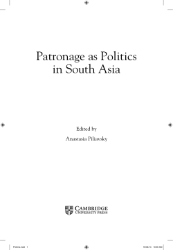 Patronage as Politics in South Asia