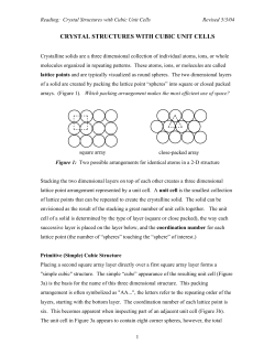 CRYSTAL STRUCTURES WITH CUBIC UNIT CELLS