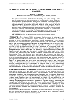 BIOMECHANICAL FACTORS IN SPRINT TRAINING