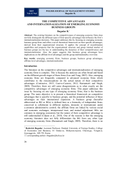 The Competitive Advantages and Internationalization of Emerging