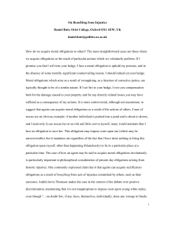 On Benefiting from Injustice Daniel Butt, Oriel College, Oxford OX1