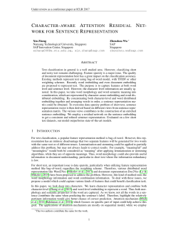 Character-aware Attention Residual Network for Sentence