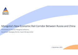Mongolia`s New Economic Rail Corridor Between