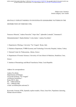 SPATIALLY EXPLICIT MODELS TO INVESTIGATE GEOGRAPHIC