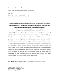Conducting business as the subsidiary: An investigation of globally