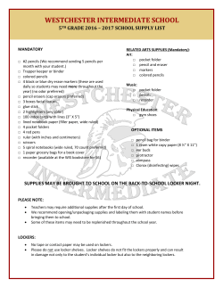 2016-2017 Classroom Supply Lists