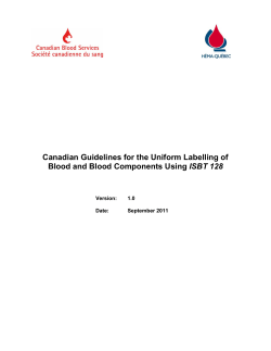 Canadian Guidelines for the Uniform Labelling of Blood and Blood