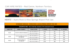 CAR HIRE RATES &ndash; Red Centre, Northern Territory CAR HIRE RATES
