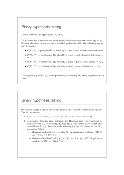 Binary hypothesis testing Binary hypothesis testing