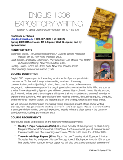 ENGLISH 306: EXPOSITORY WRITING