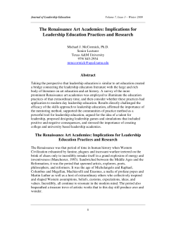 The Renaissance Art Academies - Journal of Leadership Education