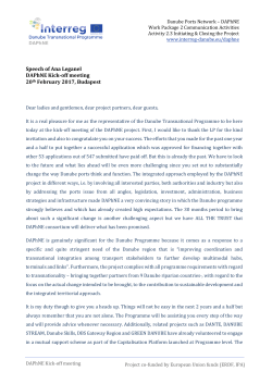 Speech of Ana Leganel DAPhNE Kick