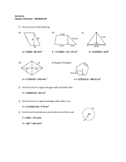 Geometry Chapter 10 Review &ndash; ANSWER KEY 1) Find the area of