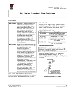 F61 Series Standard Flow Switches Installation Instructions