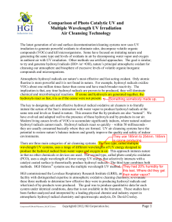 Comparison of Photo Catalytic UV and Multiple Wavelength UV