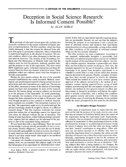 Deception in Social Science Research: Is Informed