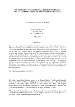 THE ECONOMICS OF AGRICULTURAL DECOLLECTIVIZATION IN