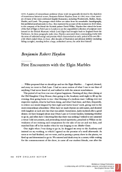 First Encounters with the Elgin Marbles