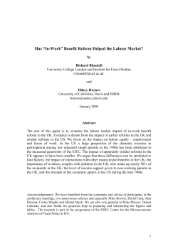 Has &ldquo;In-Work&rdquo; Benefit Reform Helped the Labour Market?