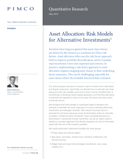 Asset Allocation: Risk Models For Alternative Investments