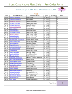 Irons Oaks Native Plant Sale Pre