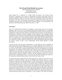 The G8 and Global Health Governance