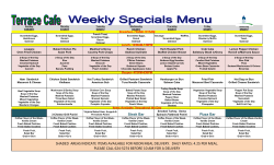 Terrace Café Specials Menu for the Week of April 30, 2017