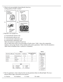 A) B) C) D) 1. Which rock most probably formed directly from lava