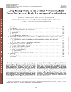 Drug Transporters in the Central Nervous System