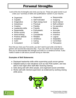 Personal Strengths - Youth Opportunities Unlimited