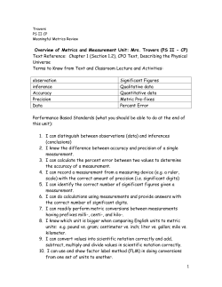 1 Overview of Metrics and Measurement Unit: Mrs. Travers (PS II