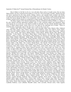 2016 Maine National Day of Remembrance For Murder Victims