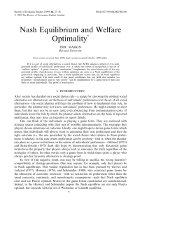 Nash Equilibrium and Welfare Optimality