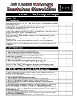 AS Unit F211: Cells, Exchange and Transport