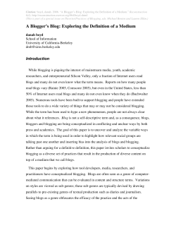 A Blogger`s Blog: Exploring the Definition of a Medium
