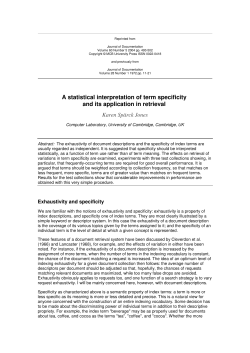 A statistical interpretation of term specificity and its application in