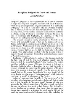 Euripides` Iphigenia in Tauris and Homer John Davidson