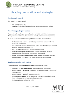 Reading preparation and strategies
