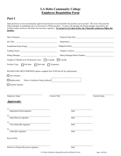 LA Delta Community College Employee Requisition Form Part I