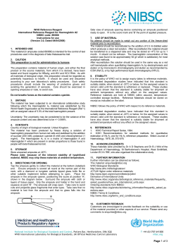 International Reference Reagent for Haemoglobin A2