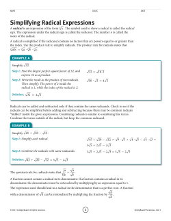 Simplifying Radical Expressions