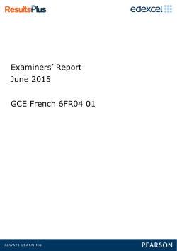 Examiners` Report June 2015 GCE French 6FR04 01