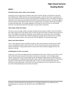 High School Summer Reading Blurbs