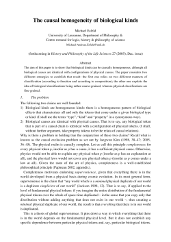 The causal homogeneity of biological kinds - Philsci